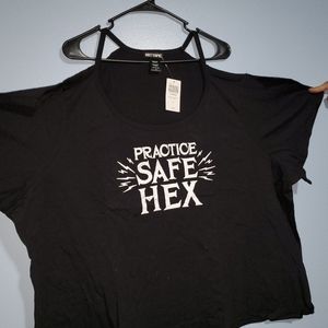 Practice Safe Hex Hot Topic Off Shoulder Shirt Sleeve Tshirt